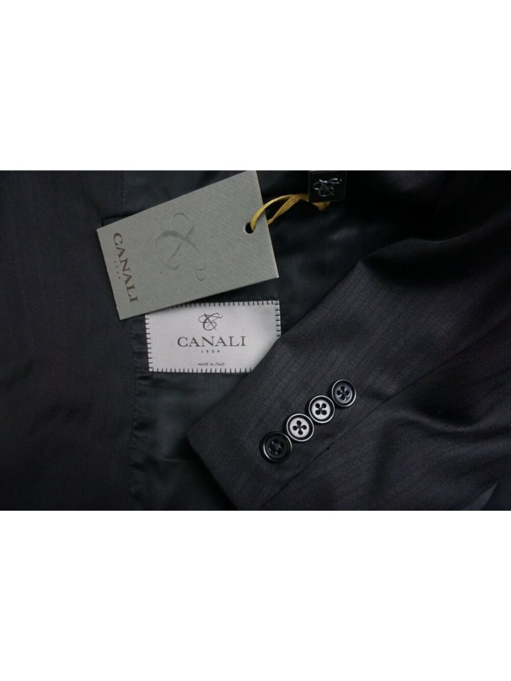 Canali 1934 Current Black Striped 100% Wool 2 Pc Suit Jacket Pants 40 BRAND NEW